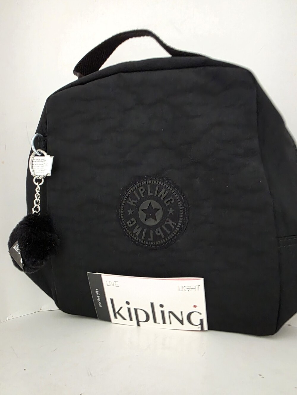 Kipling Black Tonal Lyla Lunch BagMonkey Charm New With Tag
